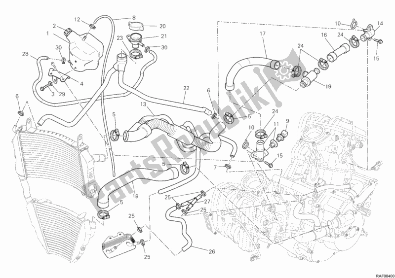 Toutes les pièces pour le Circuit De Refroidissement du Ducati Streetfighter 848 USA 2013